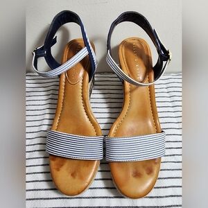 Kelly & Katie Blue and White Striped Sandals